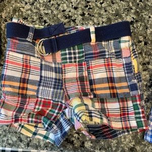Little boys madras plaid shorts